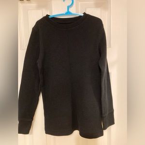Primary, Kids Black Waffle Fabric Long Sleeve Shirt, Unisex size 6-7